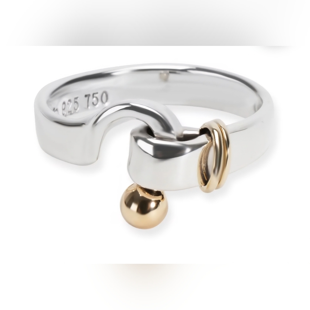 Tiffany & Co Hook and Eye Ring 18k Gold Sterling Silver